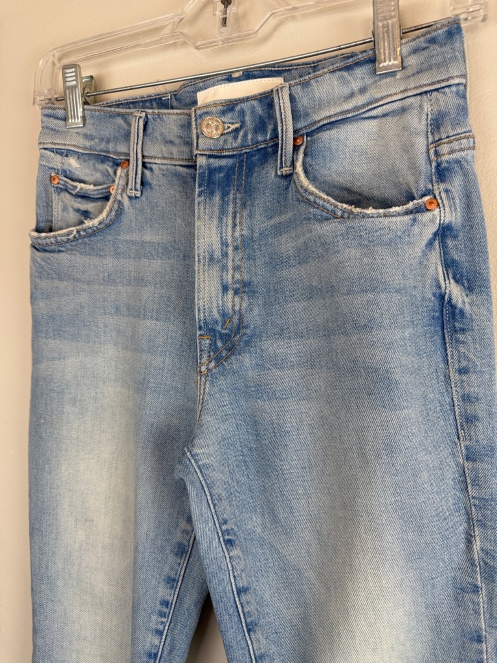 MOTHER The Insider High Rise Crop Step Fray Bootcut Jeans 24 “Out of the Blue” - Picture 5 of 16